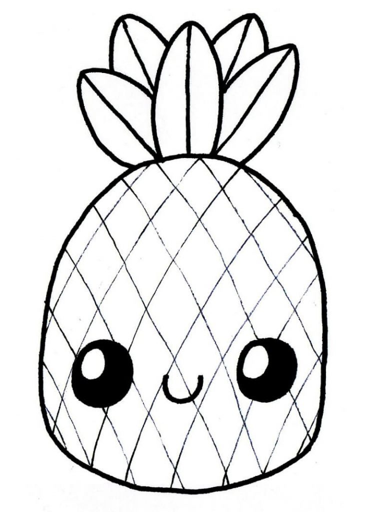 Coloriage Ananas mignon à imprimer