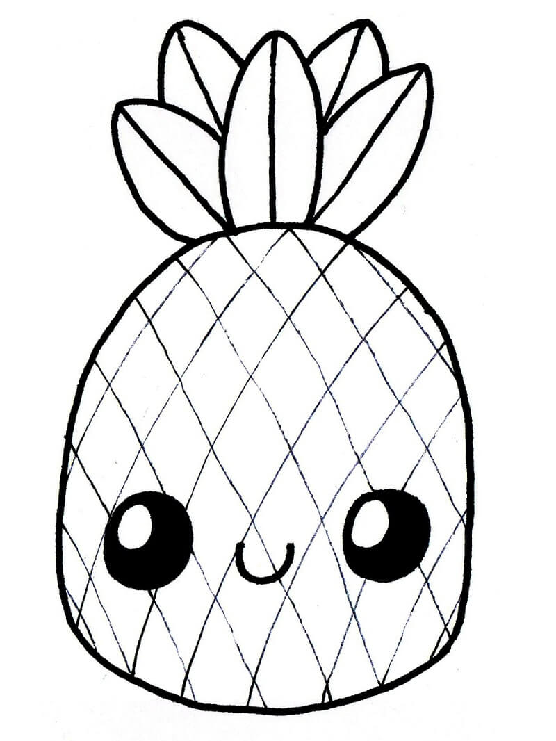 Coloriage Ananas mignon à imprimer