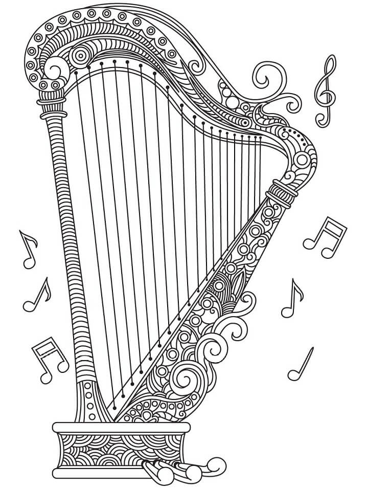 Coloriage Belle Harpe 2 à imprimer