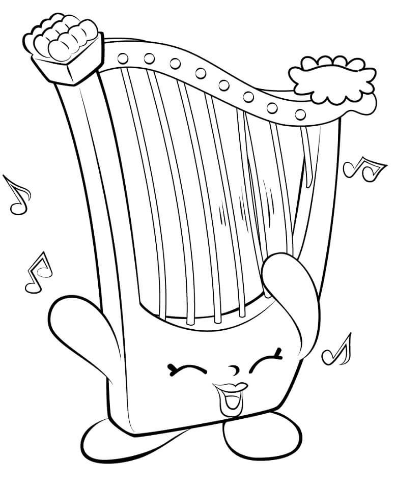 Coloriage Harpe de Dessin Animé 1