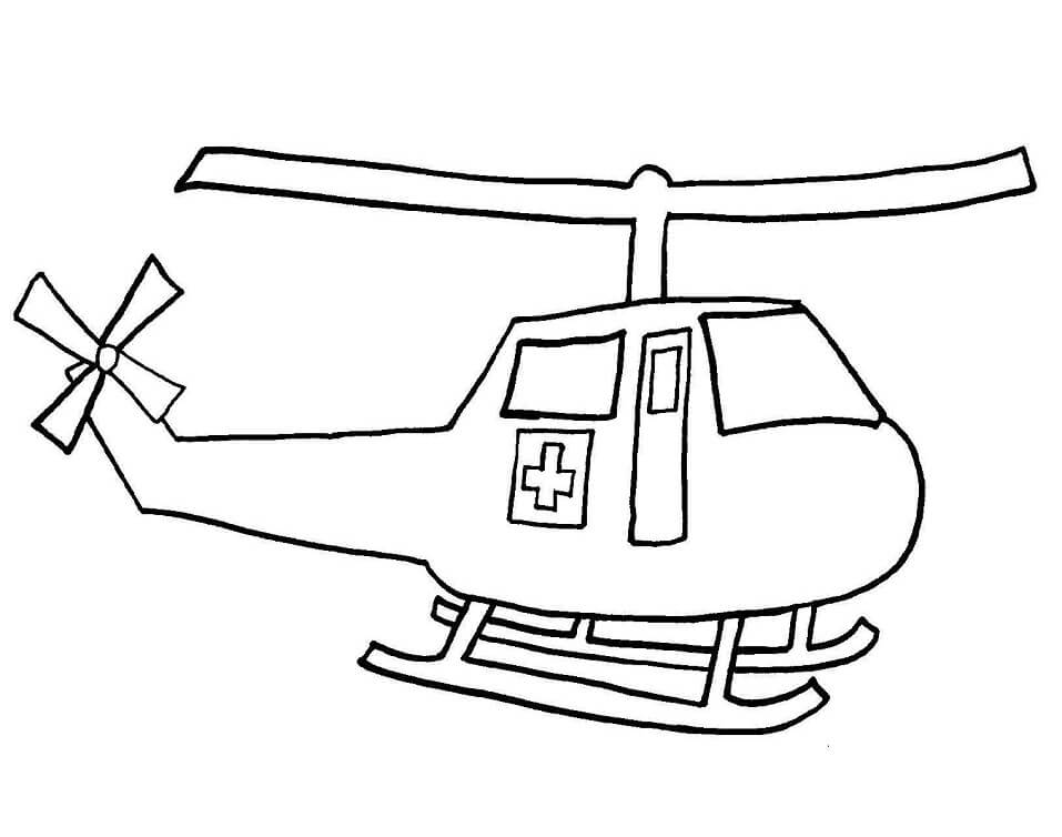 Coloriage Hélicoptère Médical 1 à imprimer