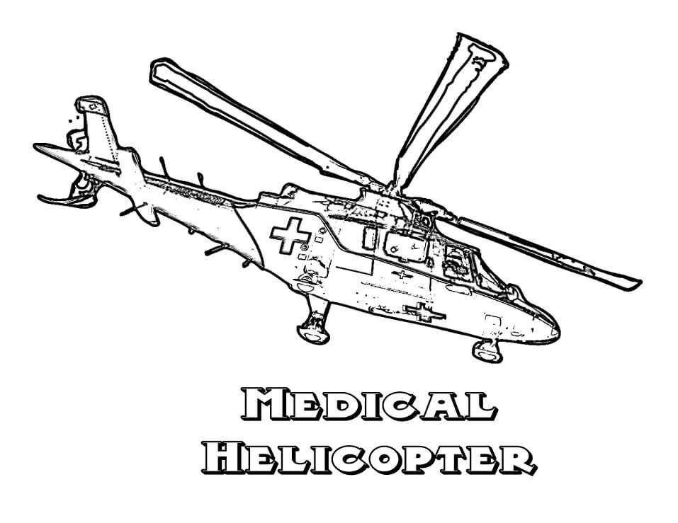 Coloriage Hélicoptère Médical à imprimer