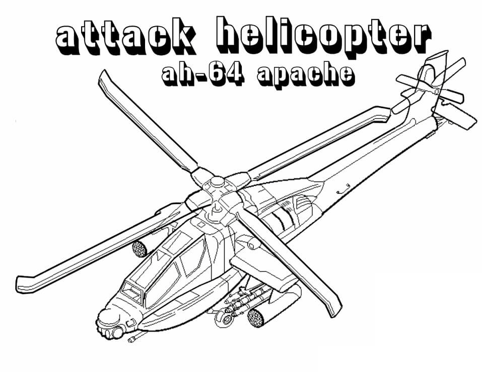 Coloriage Hélicoptère d’attaque à imprimer
