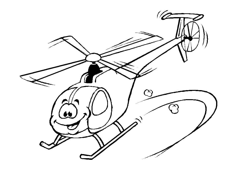 Coloriage Hélicoptère de dessin animé 1
