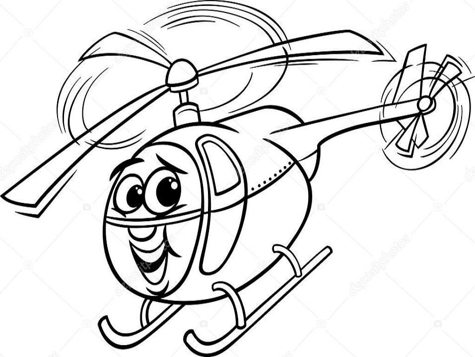 Coloriage Hélicoptère de dessin animé 2 à imprimer