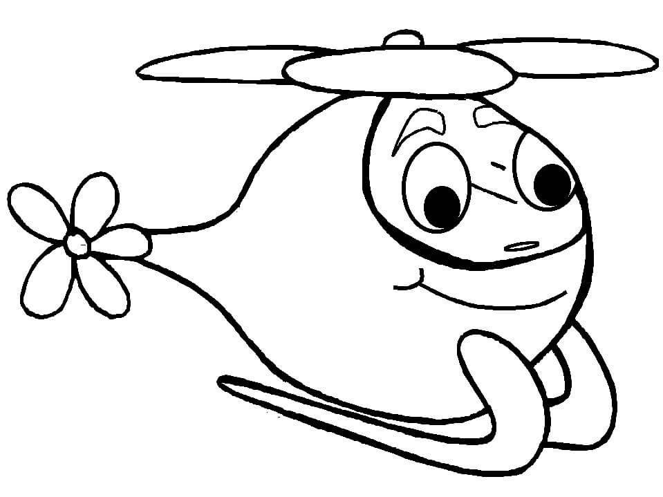 Coloriage Hélicoptère de dessin animé à imprimer