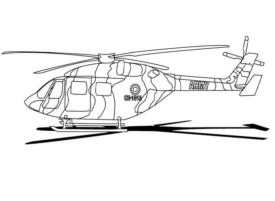 Coloriage Hélicoptère de l'armée
