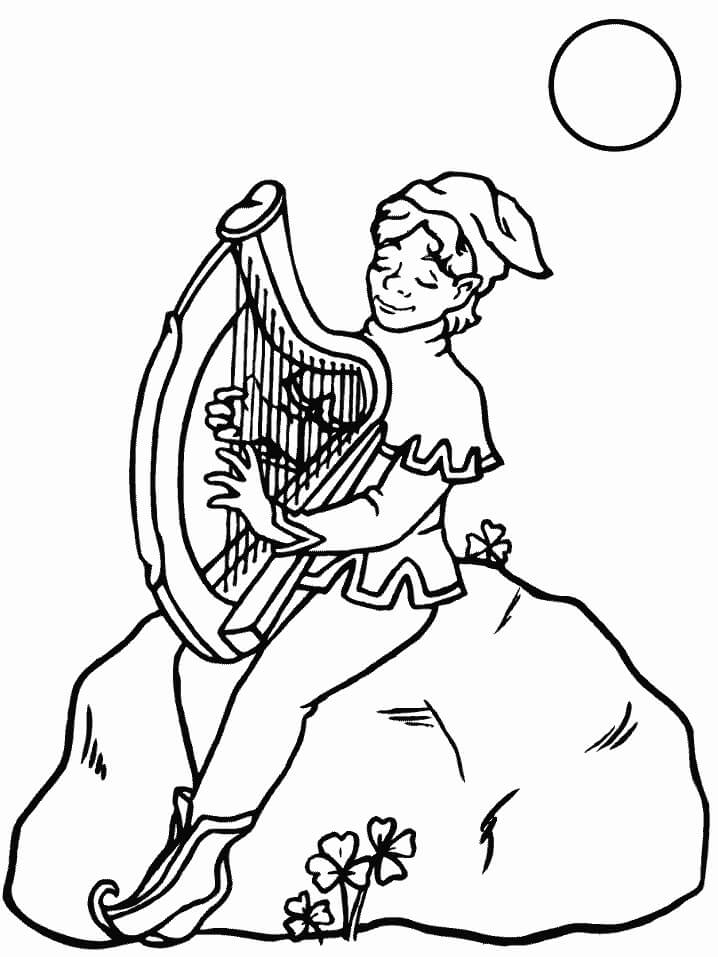 Coloriage Jouer de la Harpe 1