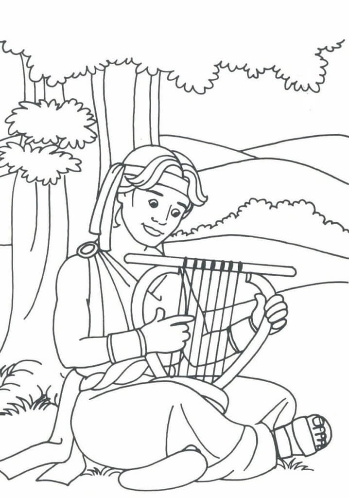 Coloriage Jouer de la Harpe 4