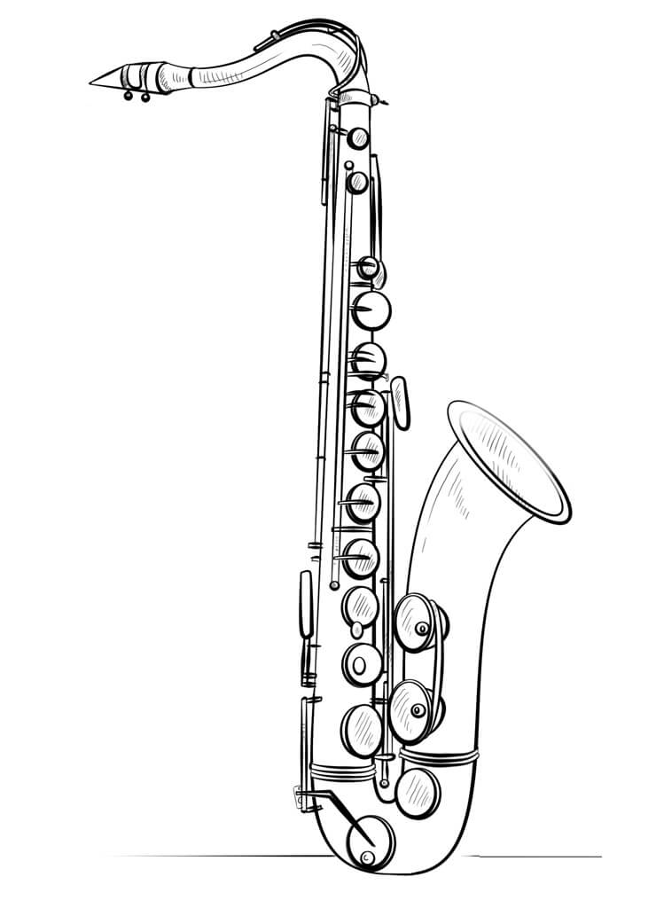 Coloriage Saxophone Normal 2 à imprimer