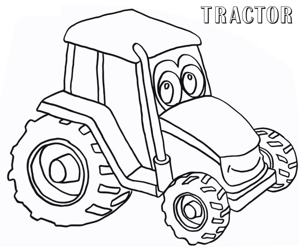 Coloriage Tracteur de dessin animé à imprimer