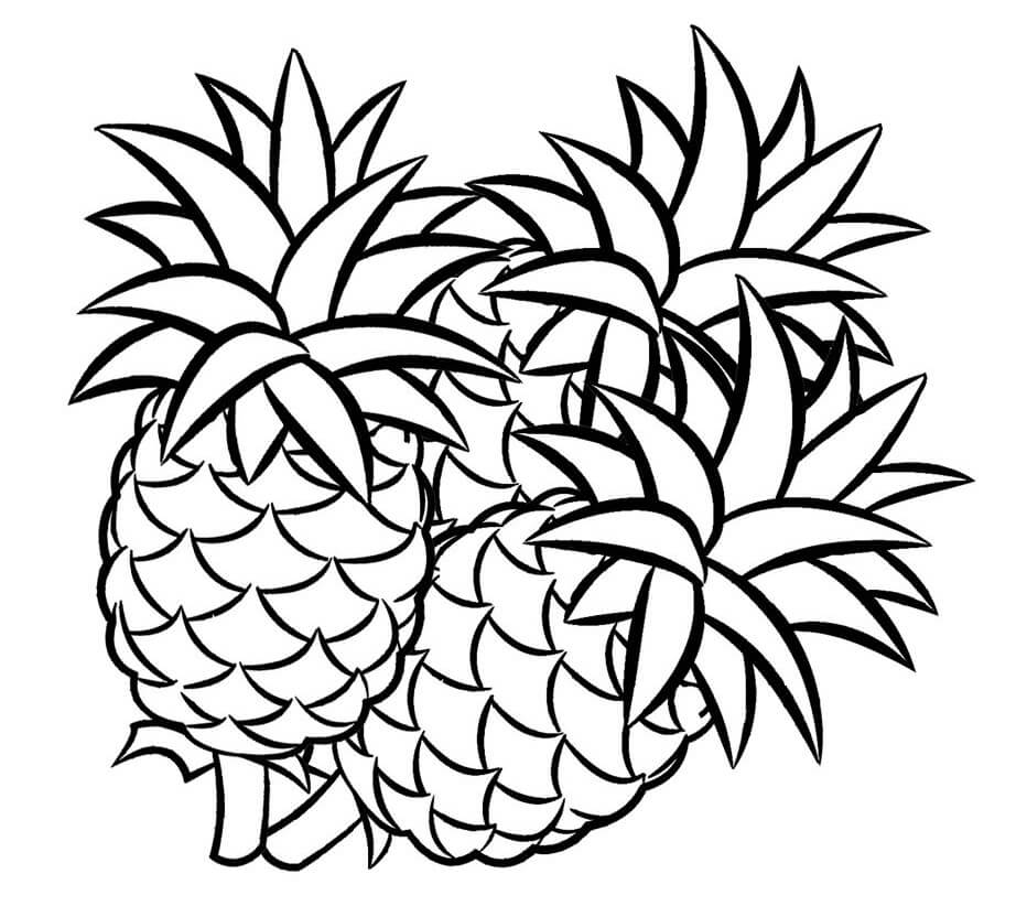 Coloriage Trois Ananas