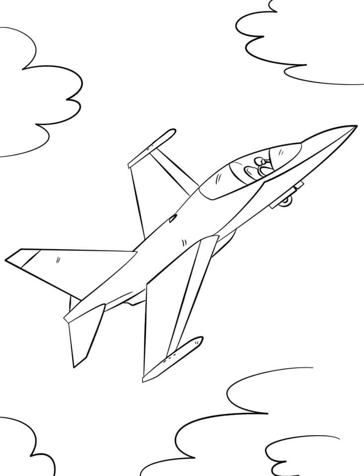 Coloriage Avion de chasse militaire 1 à imprimer