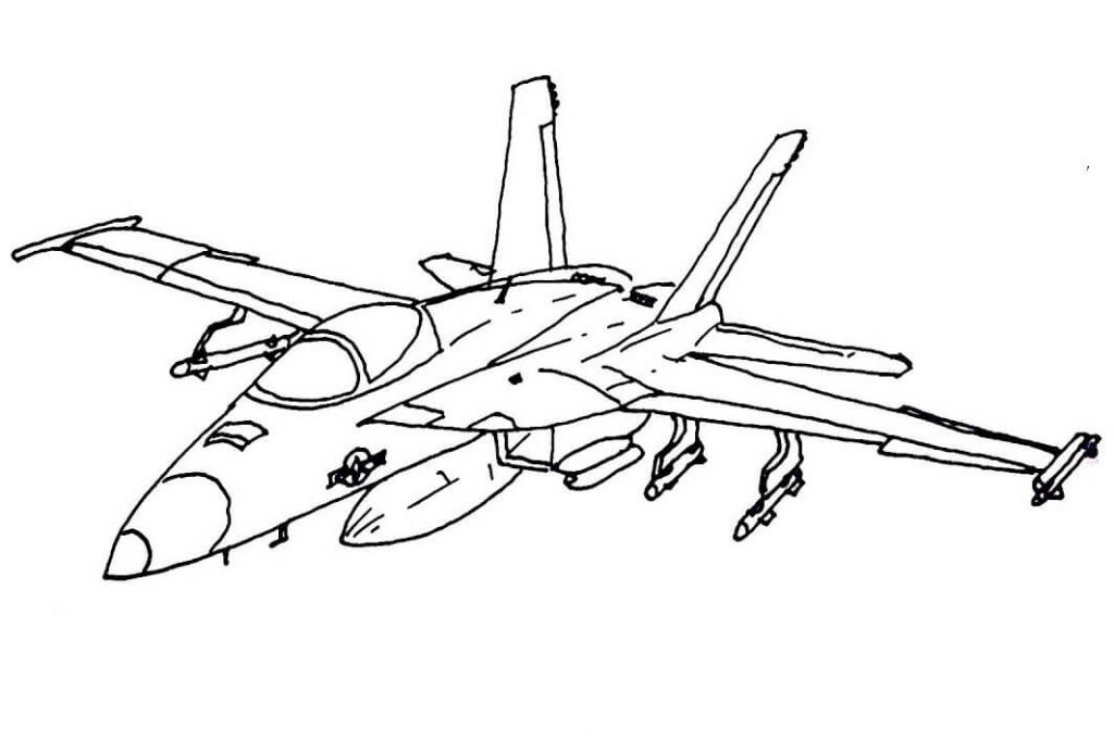 Coloriage Avion de chasse militaire 2 à imprimer