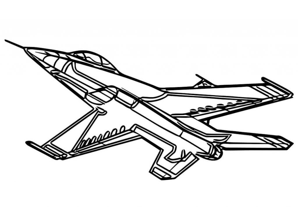 Coloriage Avion de chasse militaire 3 à imprimer