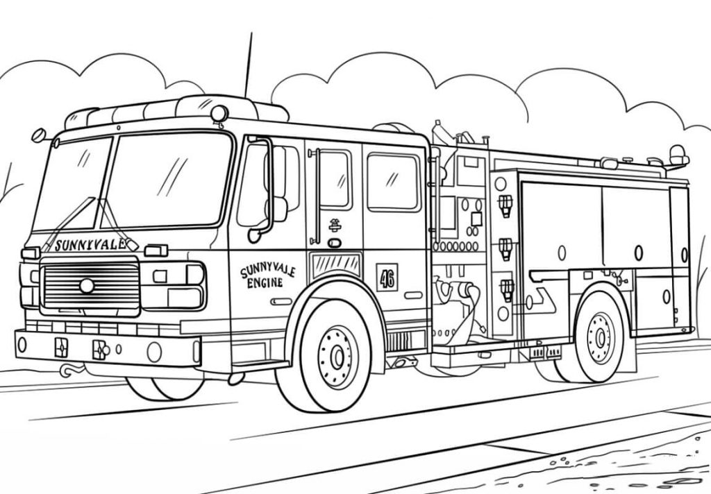 Coloriage Camion de pompier normal 1 à imprimer