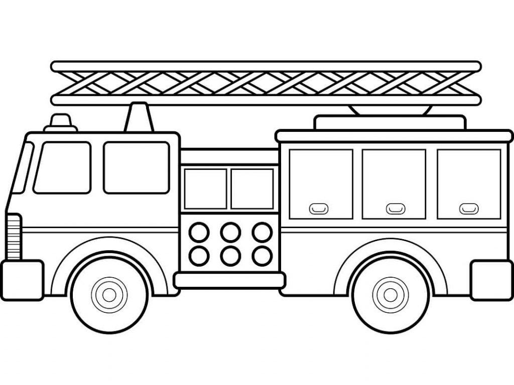 Coloriage Camion de pompier simple 1 à imprimer