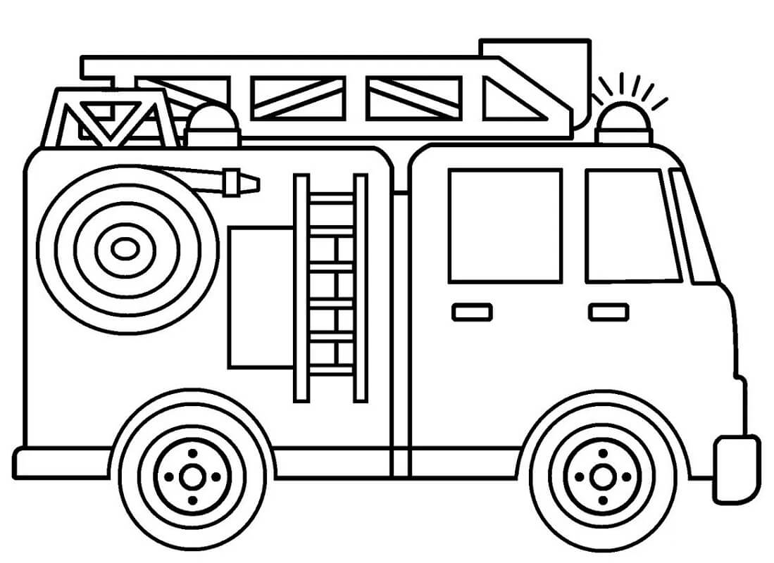 Coloriage Camion de pompier simple 5 à imprimer