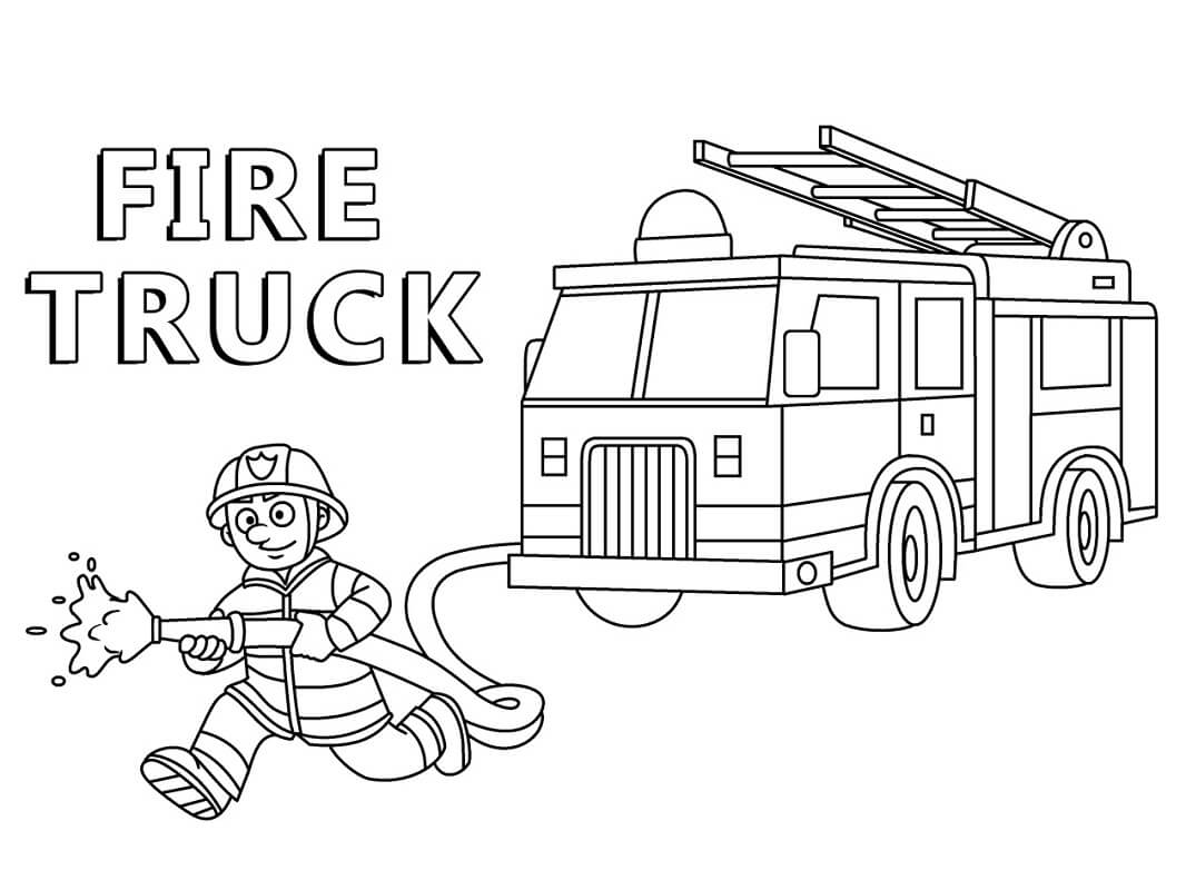 Coloriage Camion de pompiers en action