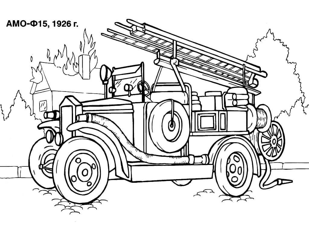 Coloriage Camion de pompiers vieux 1 à imprimer