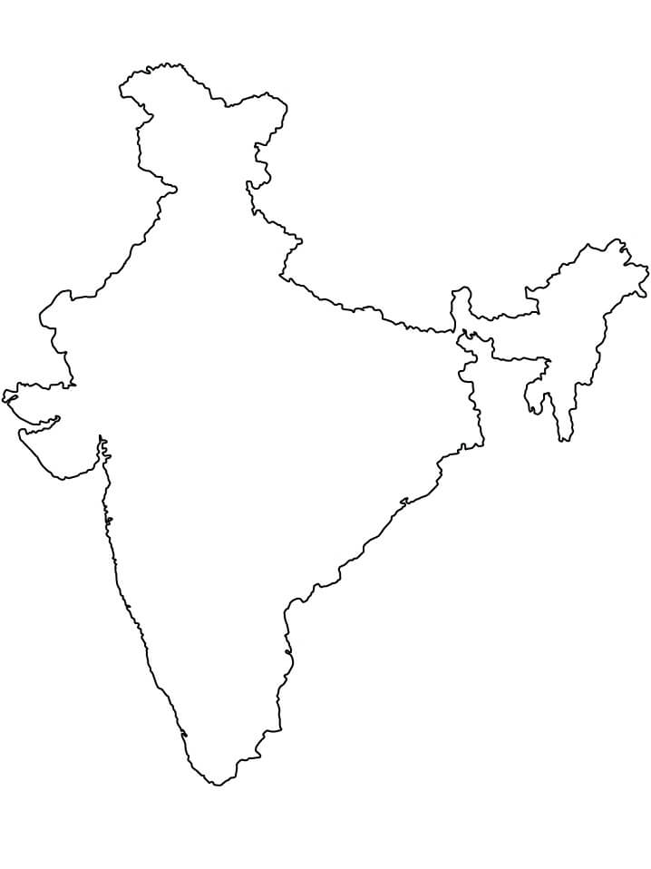 Coloriage Carte d’Inde à imprimer