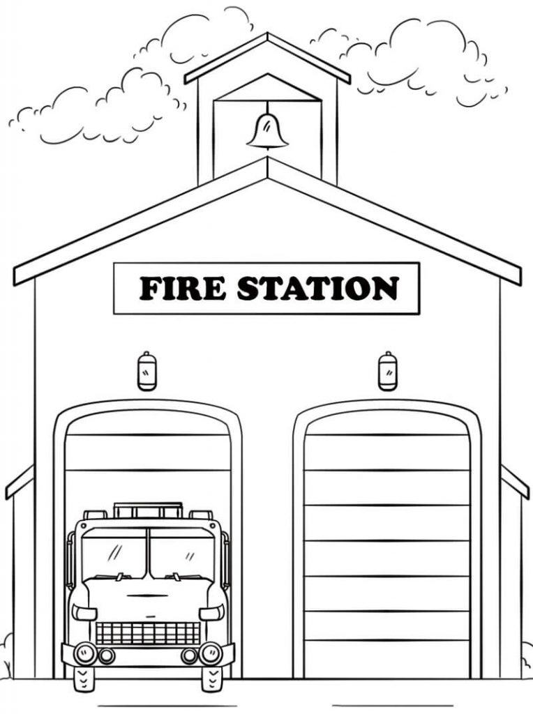 Coloriage Caserne de pompiers à imprimer