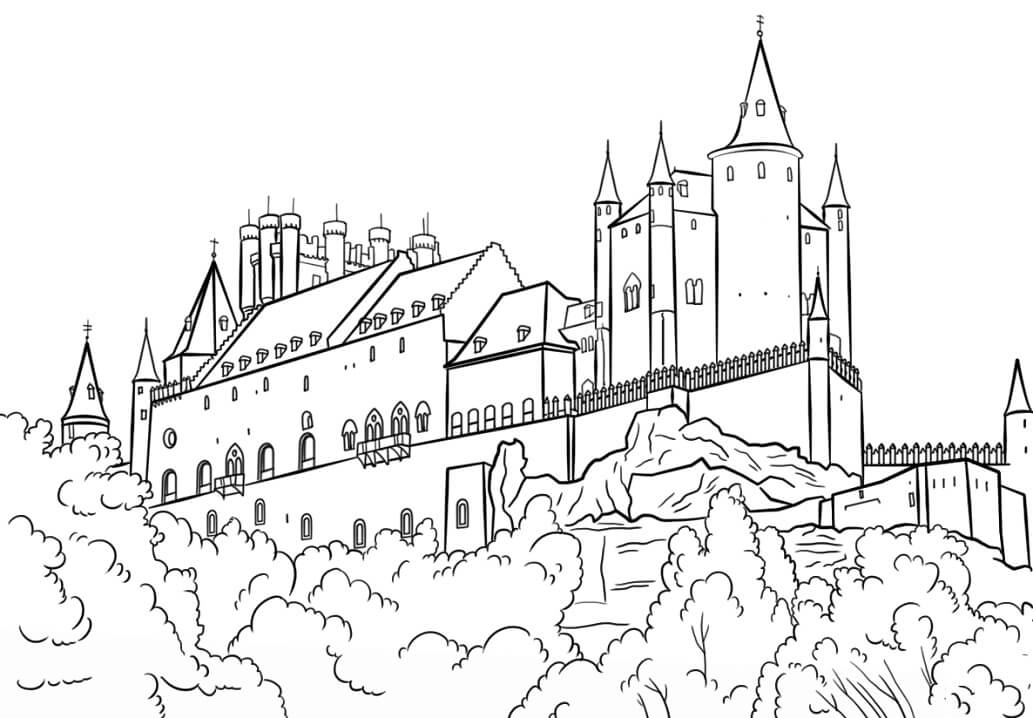 Coloriage Château Fort Alcazar De Ségovie