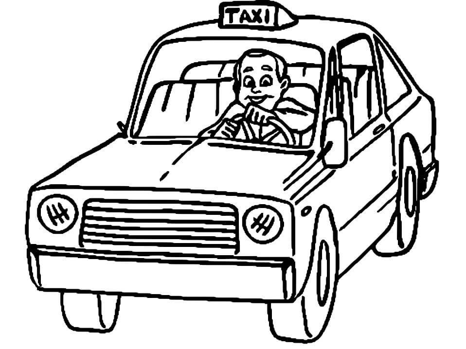 Coloriage Conducteur de Taxi