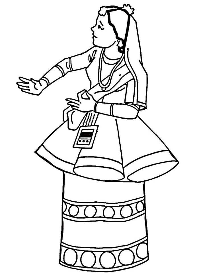 Coloriage Costume indien traditionnel à imprimer