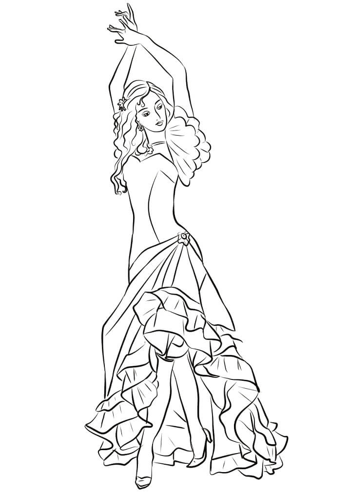 Coloriage Danseuse De Flamenco