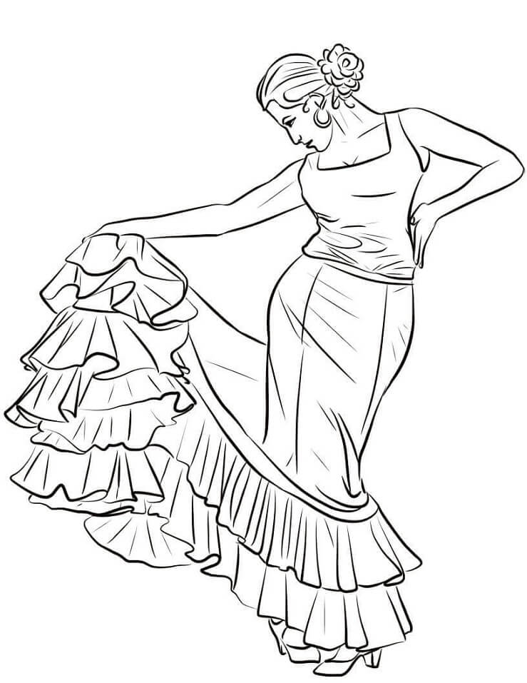 Coloriage Danseuse Espagnole à imprimer