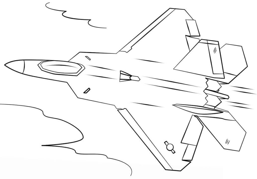 Coloriage F-22 Avion de chasse à imprimer