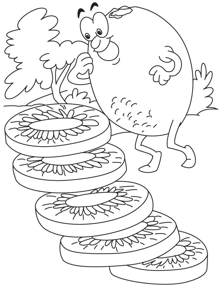 Coloriage Kiwi de dessin animé 2 à imprimer