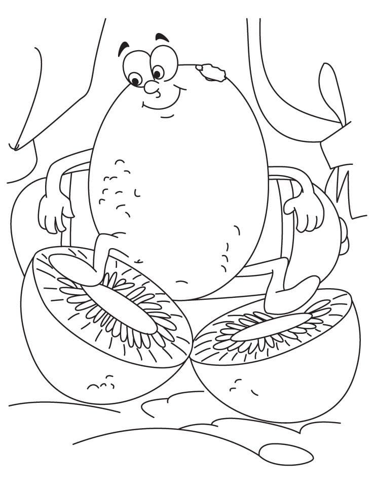 Coloriage Kiwi de dessin animé à imprimer