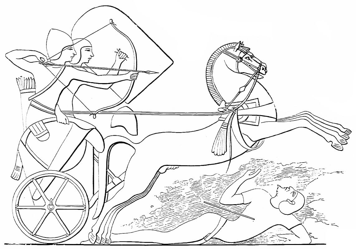 Coloriage Scène de bataille d’Egypte Ancienne à imprimer
