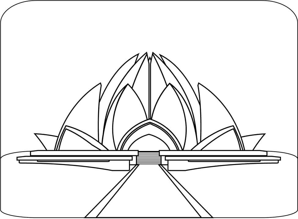 Coloriage Temple du Lotus à Delhi à imprimer