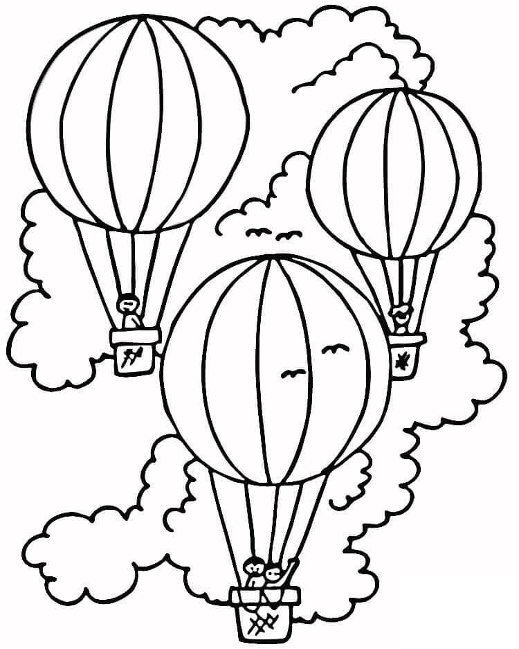 Coloriage Trois montgolfières