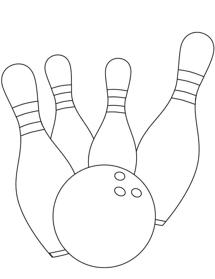 Coloriage Boule sur trois quilles de bowling 1