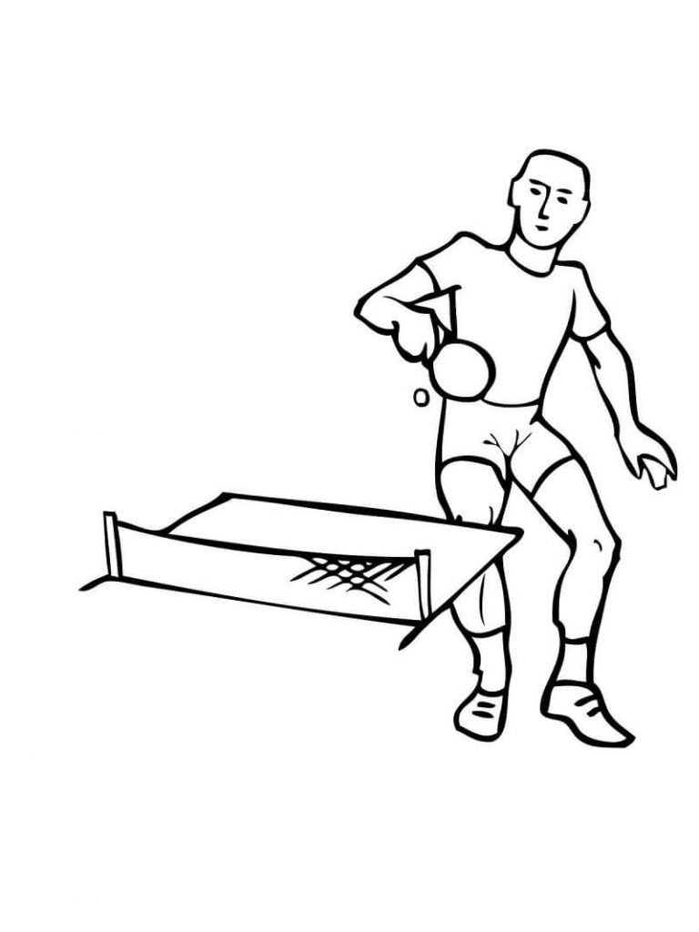 Coloriage Jouer au Tennis de Table 1 à imprimer