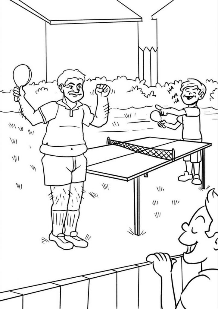 Coloriage Jouer au Tennis de Table 14 à imprimer