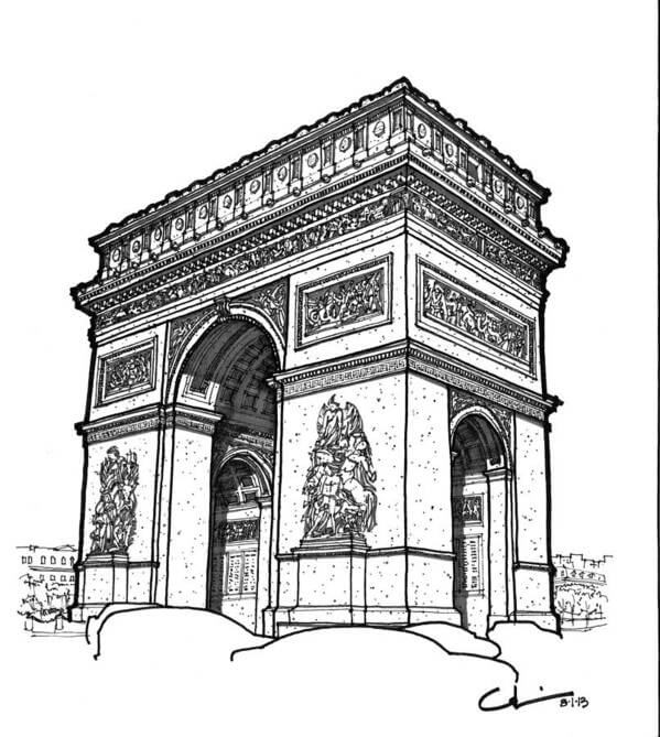 Coloriage Arc de Triomphe 11 à imprimer