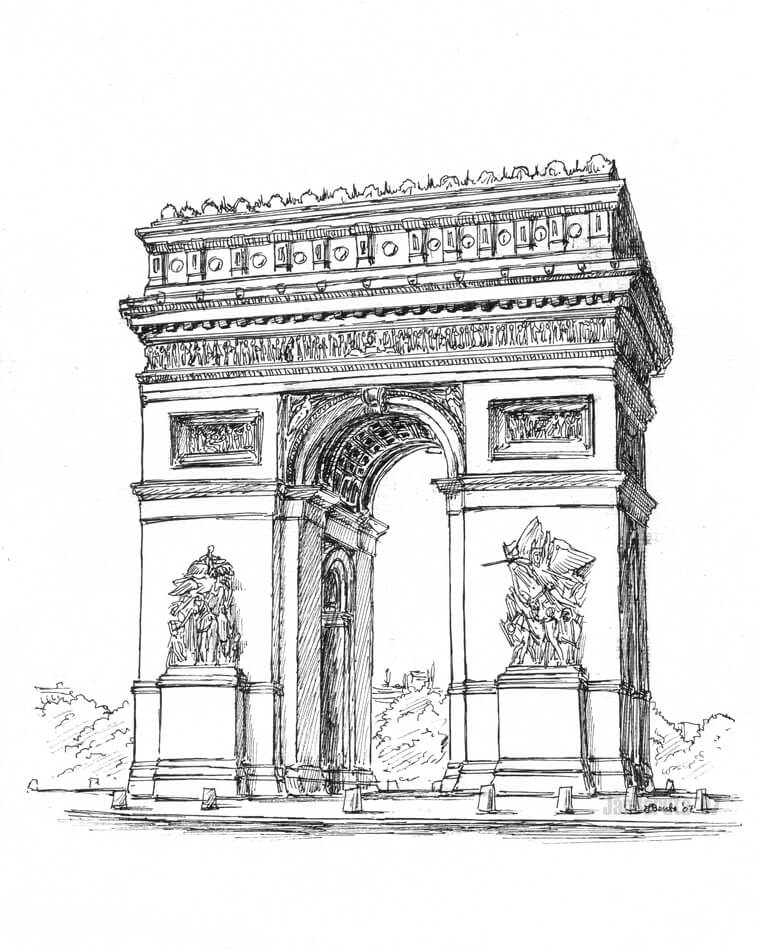 Coloriage Arc de Triomphe 18 à imprimer