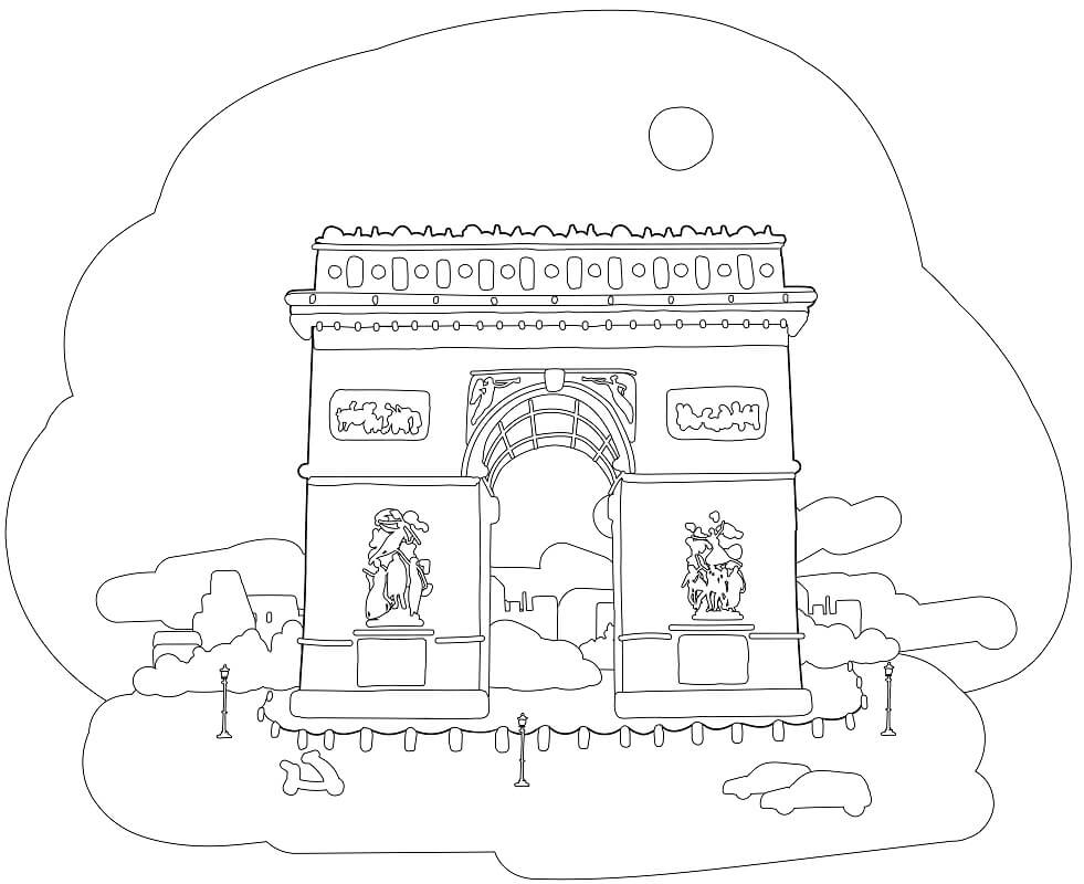 Coloriage Arc de Triomphe 2 à imprimer