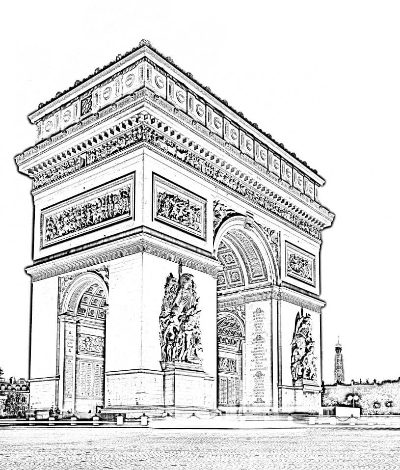 Coloriage Arc de Triomphe 4 à imprimer
