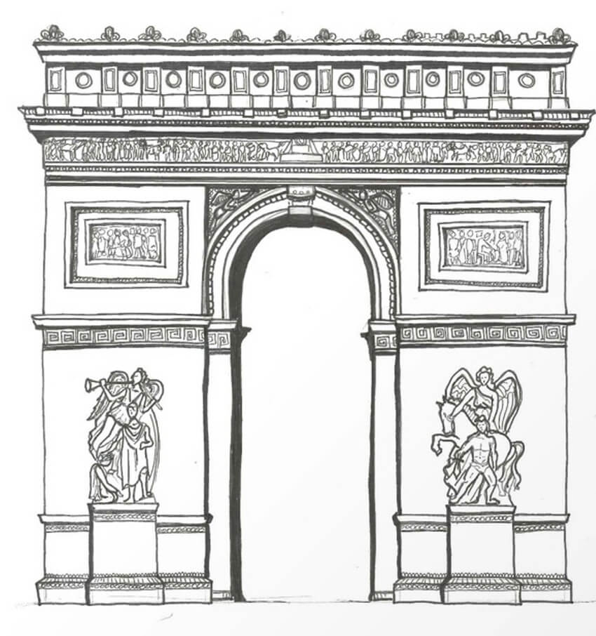Coloriage Arc de Triomphe 8