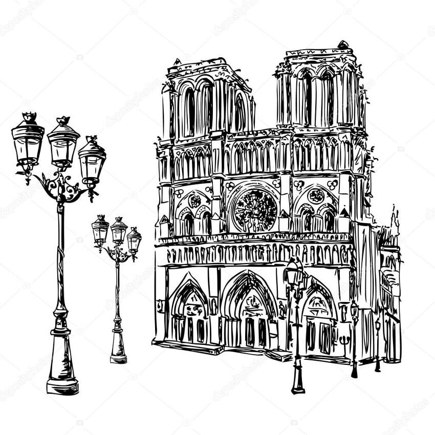 Coloriage Cathedrale Notre Dame De Paris 14 à imprimer