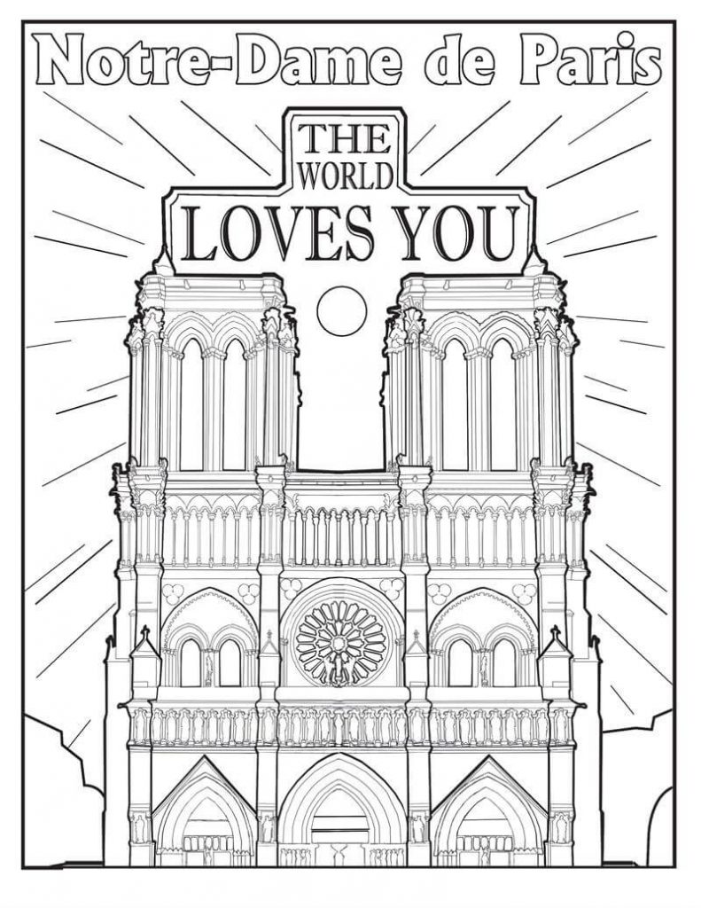 Coloriage Cathedrale Notre Dame De Paris 3 à imprimer