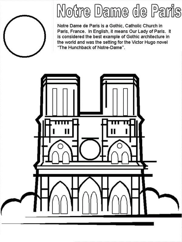 Coloriage Cathedrale Notre Dame De Paris 4 à imprimer