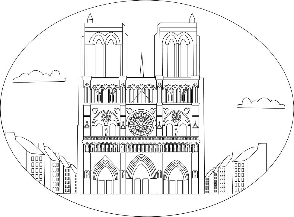 Coloriage Cathedrale Notre Dame De Paris 5 à imprimer