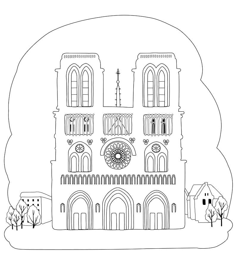 Coloriage Cathedrale Notre Dame De Paris 6 à imprimer